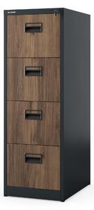 Metalowa szafa kartotekowa SARA V4, 460 x 1320 x 620 mm, Eco Design: antracytowa/ orzech
