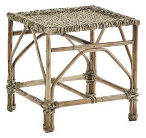 Madam Stoltz - Bambusowy stołek z plecionym siedziskiem