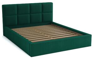 Łóżko tapicerowane 120x200 z materacem do sypialni - Alaska Ciemno Zielone
