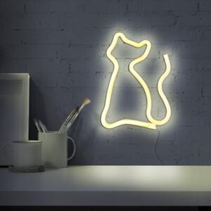 Kinkiet dla dzieci neonowy biały kot LED 3W USB-A bateria 3xAA Neon Polux