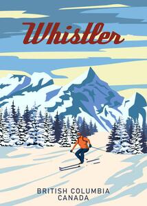 Ilustracja Whistler Travel Ski resort poster vintage, VectorUp