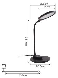 Lindby - Valtaria LED Lampa Stołowa/Lampa Ścienna CCT Black Lindby