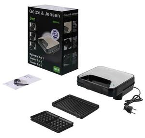 Opiekacz GÖTZE & JENSEN SM531X Inox 750W 3w1 wymienne płytki kanapki gofry grill