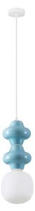 VILROSA LE44560 Lampa wisząca ceramiczna podwójna skandi z mlecznym kloszem niebieska