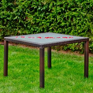 Kwadratowy stół z brązowego technorattanu 100 x 100 cm