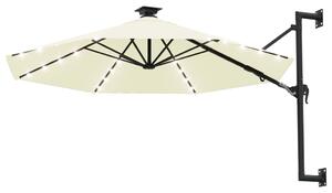 Parasol ogrodowy z LED, ścienny, 300 cm, piaskowy