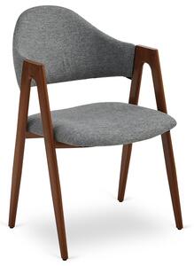 Krzesło Tapicerowane do Salonu RUIZ Szare/Orzech Nowoczesne Loft