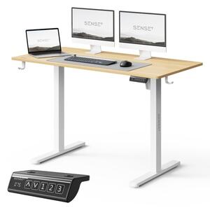 Biurko Regulowane Elektryczne 120x60 cm regulacja wysokoÅci 72-118 cm jasnobrÄ zowe Komputerowe biaÅe SENSE7 Nojo Light