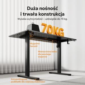 Biurko Regulowane Elektrycznie 72-118 cm Komputerowe 120x60 cm z regulacjÄ wysokoÅci jasnobrÄ zowe czarne SENSE7 Nojo Light