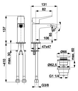 Bateria bidetowa KFA ARMATURA Malaga 4527-015-31 Złoto szczotkowane
