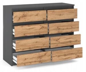 Komoda 8 szuflad STIVMEBLE 120x33,5x92,5 cm Szary Mat DÄ b Wotan