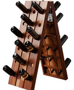Składany stojak na wino na 36 butelek w stylowym wzornictwie, brązowy
