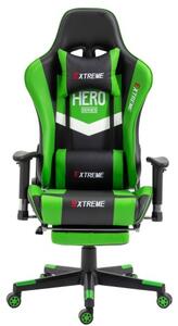 Fotel EXTREME HERO Green Gamingowy dla Graczy z podnóżkiem