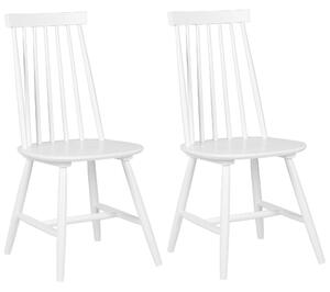 Zestaw 2 klasycznych krzeseł jadalnianych drewniane białe komplet Burbank Beliani