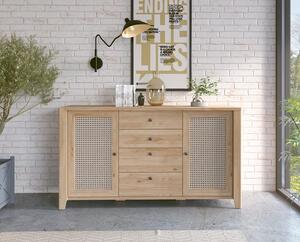 Szafka z szufladami i półkami 160 cm w stylu boho | Umeblowana.com