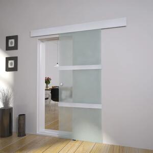 Drzwi przesuwne, szkło i aluminium, 178 cm, srebrne