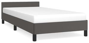 Rama łóżka z zagłówkiem, szara, 80x200 cm, sztuczna skóra