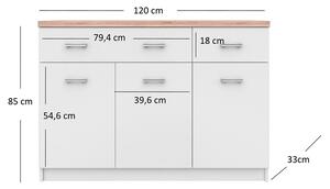 Biała komoda z szafkami i 2 szufladami 120 cm - Ontario 9X
