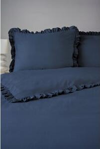 Pościel bawełniana z adamaszku z falbaną denim 220x200 Detexpol
