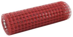 Ogrodzenie z siatki, stal i PVC, 25x0,5 m, czerwone