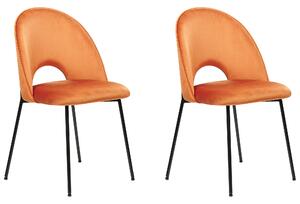 Zestaw 2 krzeseł do jadalni pomarańczowy welurowy metalowe nogi Covelo Beliani