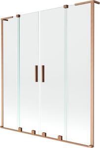 Mexen Velar L Duo parawan nawannowy 2-skrzydłowy rozsuwany 160 x 150 cm, transparent, miedź szczotkowana - 896-160-003-02-65