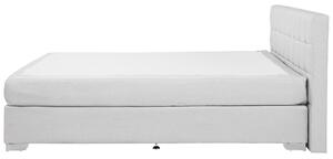 Nowoczesne łóżko kontynentalne 180x200 cm z guzikami materiałowe jasnoszare Admiral Beliani