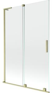 Mexen Velar L parawan nawannowy 2-skrzydłowy rozsuwany 120 x 150 cm, transparent, złoty szczotkowany - 896-120-003-01-55