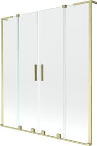 Mexen Velar L Duo parawan nawannowy 2-skrzydłowy rozsuwany 150 x 150 cm, transparent, złoty szczotkowany - 896-150-003-02-55