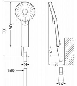 Mexen Axel R40 bateria wannowa z zestawem prysznicowym, czarna - 7383R40-70