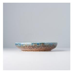 Beżowo-niebieski talerz ceramiczny z wysokim brzegiem MIJ Earth & Sky, ø 22 cm
