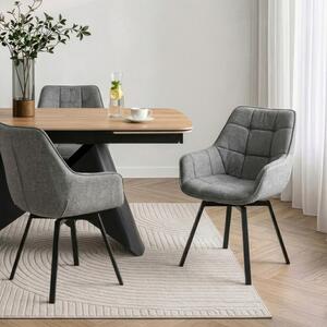 Krzesło Tapicerowane Obrotowe do Salonu LUNA 2 Szare Nowoczesne Loft