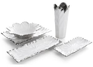 Wazon EUROFIRANY Nira 01 13 x 13 x 28 cm Biało-srebrny