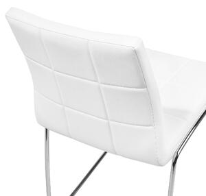 Zestaw 2 krzeseł do jadalni białych skóra ekologiczna srebrne metalowe nogi Kiron Beliani