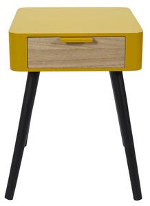 Designerski stolik nocny z szufladą żółty + czarny - Pakro