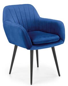 Niebieskie krzesło tapicerowane welurem - Mides