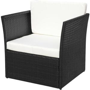 Czarny fotel ogrodowy z podnóżkiem - Bonta