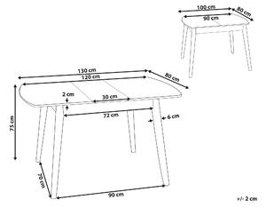 Rozkładany stół jadalniany 100/130x80cm jasne drewno kauczukowe blat MDF Toms Beliani