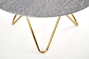 EMWOmeble Stół okrągły 120 glamour BONELLO / blat - popielaty marmur, nogi - złoty