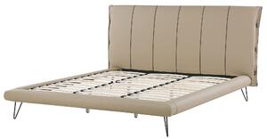 Zestaw do sypialni ekoskóra ławka szafka nocna łóżko 180 x 200 cm beżowe Betin Beliani
