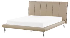Zestaw do sypialni ekoskóra ławka szafka nocna łóżko 160 x 200 cm beżowe Betin Beliani