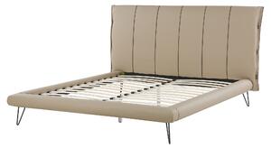 Zestaw do sypialni ekoskóra ławka szafka nocna łóżko 160 x 200 cm beżowe Betin Beliani