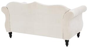 Dwuosobowa sofa welurowa pikowana beżowa z okrągłymi poduszkami Skien Beliani