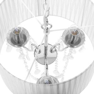 Lampa wisząca biała z abażurem na łańcuchu kryształy okrągła Evans Beliani