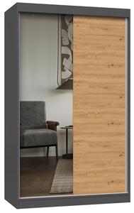Szafa ubraniowa z drzwiami przesuwnymi 120 cm dąb artisan antracyt B4-A74