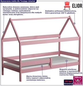 Różowe łóżko domek do pokoju dziecięcego - Petit 3X 160x80 cm