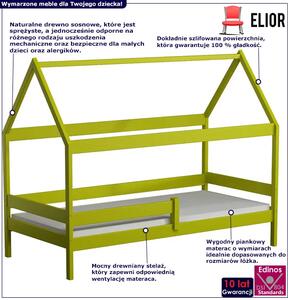 Zielone łóżko do pokoju dziecięcego ze stelażem - Petit 3X 160x80 cm