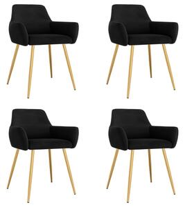 Krzesła stołowe, 4 szt., czarne, aksamitne