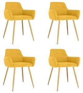 Krzesła stołowe, 4 szt., żółte, aksamitne