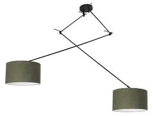 Inteligentna lampa wisząca czarna z abażurem 35 cm zielonym w komplecie z 2 żarówkami WiFi A60 - Blitz